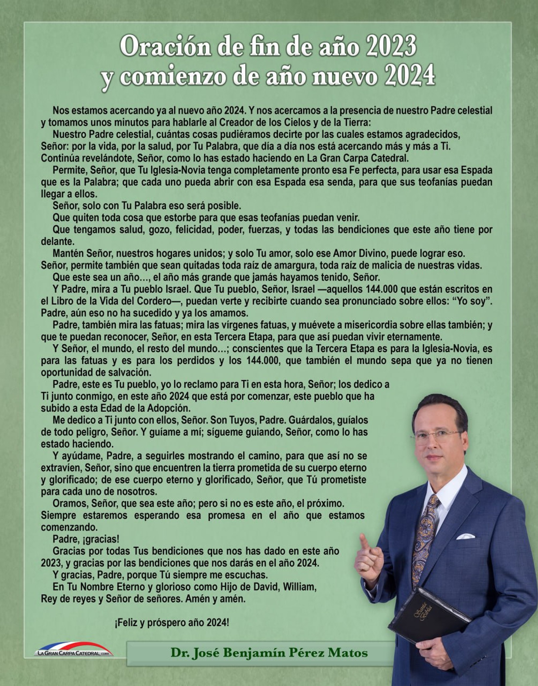 Poster: Oración de fin de año 2023 y comienzo de año nuevo 2024 1